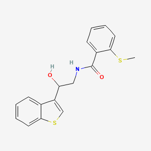 molecular formula C18H17NO2S2 B2481327 N-(2-(benzo[b]thiophen-3-yl)-2-hydroxyethyl)-2-(methylthio)benzamide CAS No. 2034405-60-0