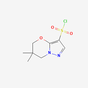 molecular formula C8H11ClN2O3S B2481328 6,6-二甲基-5H,6H,7H-吡唑并[3,2-b][1,3]噁嗪-3-磺酰氯 CAS No. 2091008-99-8