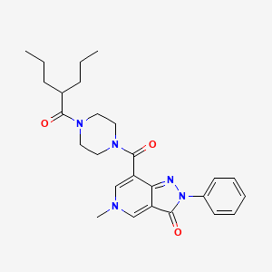molecular formula C26H33N5O3 B2481334 5-methyl-2-phenyl-7-(4-(2-propylpentanoyl)piperazine-1-carbonyl)-2H-pyrazolo[4,3-c]pyridin-3(5H)-one CAS No. 1021095-48-6