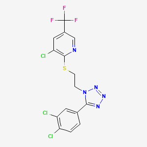 molecular formula C15H9Cl3F3N5S B2481336 3-chloro-2-({2-[5-(3,4-dichlorophenyl)-1H-1,2,3,4-tetraazol-1-yl]ethyl}sulfanyl)-5-(trifluoromethyl)pyridine CAS No. 2061248-65-3