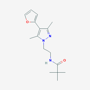 molecular formula C16H23N3O2 B2481349 N-(2-(4-(furan-2-yl)-3,5-dimethyl-1H-pyrazol-1-yl)ethyl)pivalamide CAS No. 2034513-65-8