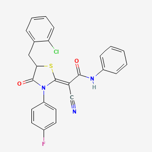 molecular formula C25H17ClFN3O2S B2481357 (Z)-2-(5-(2-氯苄基)-3-(4-氟苯基)-4-氧代噻唑啉-2-基亚甲基)-2-氰基-N-苯乙酰胺 CAS No. 786677-60-9