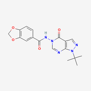 molecular formula C17H17N5O4 B2481358 N-(1-(tert-butyl)-4-oxo-1H-pyrazolo[3,4-d]pyrimidin-5(4H)-yl)benzo[d][1,3]dioxole-5-carboxamide CAS No. 941882-85-5
