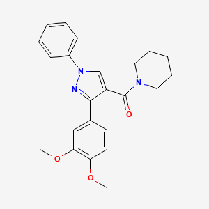 molecular formula C23H25N3O3 B2481365 [3-(3,4-Dimethoxyphenyl)-1-phenylpyrazol-4-yl]-piperidin-1-ylmethanone CAS No. 380457-42-1
