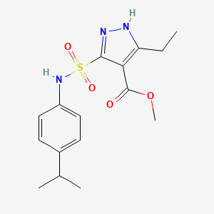 molecular formula C16H21N3O4S B2481376 methyl 3-ethyl-5-(N-(4-isopropylphenyl)sulfamoyl)-1H-pyrazole-4-carboxylate CAS No. 1296891-50-3