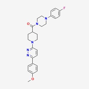 molecular formula C27H30FN5O2 B2481379 (4-(4-Fluorphenyl)piperazin-1-yl)(1-(6-(4-methoxyphenyl)pyridazin-3-yl)piperidin-4-yl)methanon CAS No. 1105231-07-9