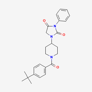 molecular formula C25H29N3O3 B2481382 1-(1-(4-(tert-ブチル)ベンゾイル)ピペリジン-4-イル)-3-フェニルイミダゾリジン-2,4-ジオン CAS No. 2034603-94-4