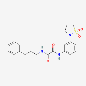 molecular formula C21H25N3O4S B2481390 N1-(5-(1,1-dioxidoisothiazolidin-2-yl)-2-methylphenyl)-N2-(3-phenylpropyl)oxalamide CAS No. 1105215-28-8