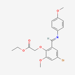 molecular formula C19H20BrNO5 B2481392 Ethyl 2-[4-bromo-2-methoxy-6-[(4-methoxyphenyl)iminomethyl]phenoxy]acetate CAS No. 338750-68-8