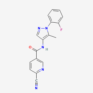 molecular formula C17H12FN5O B2481405 6-Cyano-N-[1-(2-fluorophenyl)-5-methylpyrazol-4-YL]pyridine-3-carboxamide CAS No. 1825637-37-3