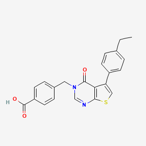 molecular formula C22H18N2O3S B2481406 4-{[5-(4-エチルフェニル)-4-オキソチエノ[2,3-d]ピリミジン-3(4H)-イル]メチル}安息香酸 CAS No. 634165-43-8