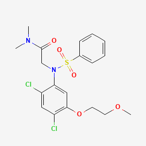 molecular formula C19H22Cl2N2O5S B2481423 2-[2,4-dichloro-5-(2-methoxyethoxy)(phenylsulfonyl)anilino]-N,N-dimethylacetamide CAS No. 400085-61-2