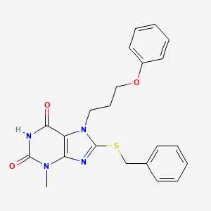 8-(benzylthio)-3-methyl-7-(3-phenoxypropyl)-1H-purine-2,6(3H,7H)-dione
