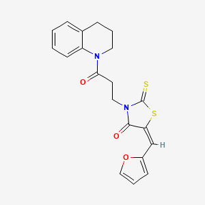 (E)-3-(3-(3,4-dihydroquinolin-1(2H)-yl)-3-oxopropyl)-5-(furan-2-ylmethylene)-2-thioxothiazolidin-4-one