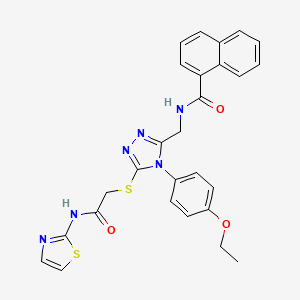 molecular formula C27H24N6O3S2 B2481452 N-((4-(4-ethoxyphenyl)-5-((2-oxo-2-(thiazol-2-ylamino)ethyl)thio)-4H-1,2,4-triazol-3-yl)methyl)-1-naphthamide CAS No. 394228-24-1