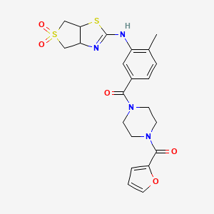 (4-(3-((5,5-Dioxido-3a,4,6,6a-tetrahydrothieno[3,4-d]thiazol-2-yl)amino)-4-methylbenzoyl)piperazin-1-yl)(furan-2-yl)methanone