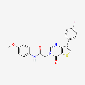 molecular formula C21H16FN3O3S B2481466 2-[7-(4-fluorophenyl)-4-oxothieno[3,2-d]pyrimidin-3(4H)-yl]-N-(4-methoxyphenyl)acetamide CAS No. 1207030-77-0