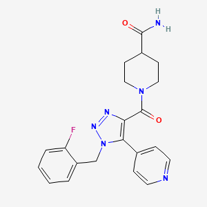 molecular formula C21H21FN6O2 B2481476 1-{[1-(2-氟苄基)-5-吡啶-4-基-1H-1,2,3-三唑-4-基]羰基}哌啶-4-甲酰胺 CAS No. 1798485-12-7