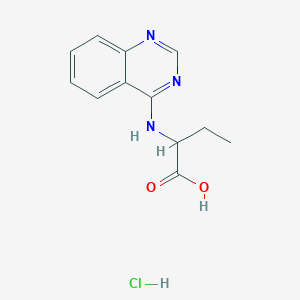 molecular formula C12H14ClN3O2 B2481487 2-(Quinazolin-4-ylamino)-butyric acid hydrochloride CAS No. 1030280-69-3