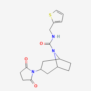 molecular formula C17H21N3O3S B2481488 (1R,5S)-3-(2,5-二氧代吡咯烷-1-基)-N-(噻吩-2-基甲基)-8-氮杂双环[3.2.1]辛烷-8-甲酰胺 CAS No. 2061336-25-0