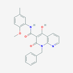 molecular formula C24H21N3O4 B2481491 1-benzyl-4-hydroxy-N-(2-methoxy-5-methylphenyl)-2-oxo-1,2-dihydro-1,8-naphthyridine-3-carboxamide CAS No. 1251708-85-6