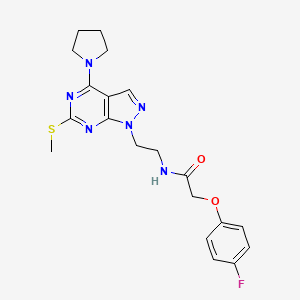 molecular formula C20H23FN6O2S B2481492 2-(4-fluorophenoxy)-N-(2-(6-(methylthio)-4-(pyrrolidin-1-yl)-1H-pyrazolo[3,4-d]pyrimidin-1-yl)ethyl)acetamide CAS No. 941896-90-8