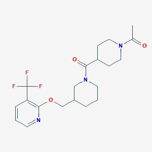 1-[4-[3-[[3-(Trifluoromethyl)pyridin-2-yl]oxymethyl]piperidine-1-carbonyl]piperidin-1-yl]ethanone