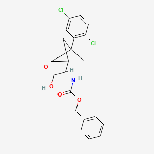 molecular formula C21H19Cl2NO4 B2481506 2-[3-(2,5-Dichlorophenyl)-1-bicyclo[1.1.1]pentanyl]-2-(phenylmethoxycarbonylamino)acetic acid CAS No. 2287268-18-0