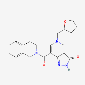 molecular formula C21H22N4O3 B2481517 5-((tetrahydrofuran-2-yl)methyl)-7-(1,2,3,4-tetrahydroisoquinoline-2-carbonyl)-2H-pyrazolo[4,3-c]pyridin-3(5H)-one CAS No. 1226456-28-5