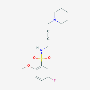 molecular formula C16H21FN2O3S B2481518 5-フルオロ-2-メトキシ-N-(4-(ピペリジン-1-イル)ブト-2-イン-1-イル)ベンゼンスルホンアミド CAS No. 1396805-63-2