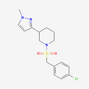 molecular formula C16H20ClN3O2S B2481527 1-((4-chlorobenzyl)sulfonyl)-3-(1-methyl-1H-pyrazol-3-yl)piperidine CAS No. 2199065-39-7