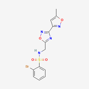 molecular formula C13H11BrN4O4S B2481548 2-bromo-N-((3-(5-methylisoxazol-3-yl)-1,2,4-oxadiazol-5-yl)methyl)benzenesulfonamide CAS No. 1903637-65-9