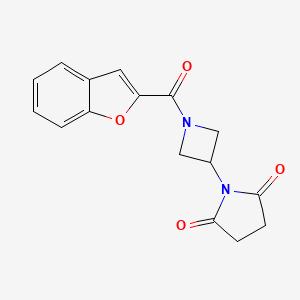 molecular formula C16H14N2O4 B2481553 1-(1-(Benzofuran-2-carbonyl)azetidin-3-yl)pyrrolidine-2,5-dione CAS No. 1795191-23-9