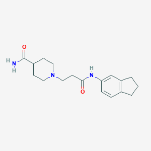 molecular formula C18H25N3O2 B248157 1-[2-(Indan-5-ylcarbamoyl)-ethyl]-piperidine-4-carboxylic acid amide 