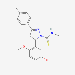 molecular formula C20H23N3O2S B2481580 5-(2,5-dimethoxyphenyl)-N-methyl-3-(4-methylphenyl)-4,5-dihydro-1H-pyrazole-1-carbothioamide CAS No. 370851-00-6