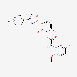 molecular formula C26H26N4O4 B2481589 2-(4,6-dimethyl-2-oxo-3-(3-(p-tolyl)-1,2,4-oxadiazol-5-yl)pyridin-1(2H)-yl)-N-(2-methoxy-5-methylphenyl)acetamide CAS No. 946323-46-2