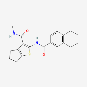 molecular formula C20H22N2O2S B2481595 N-methyl-2-(5,6,7,8-tetrahydronaphthalene-2-carbonylamino)-5,6-dihydro-4H-cyclopenta[b]thiophene-3-carboxamide CAS No. 893098-25-4