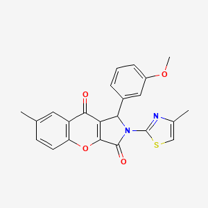 molecular formula C23H18N2O4S B2481597 1-(3-Methoxyphenyl)-7-methyl-2-(4-methylthiazol-2-yl)-1,2-dihydrochromeno[2,3-c]pyrrole-3,9-dione CAS No. 845803-47-6