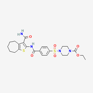 ethyl 4-((4-((3-carbamoyl-5,6,7,8-tetrahydro-4H-cyclohepta[b]thiophen-2-yl)carbamoyl)phenyl)sulfonyl)piperazine-1-carboxylate