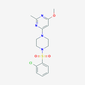 molecular formula C16H19ClN4O3S B2481621 4-(4-((2-氯苯基)磺酰)哌嗪-1-基)-6-甲氧基-2-甲基嘧啶 CAS No. 946232-53-7