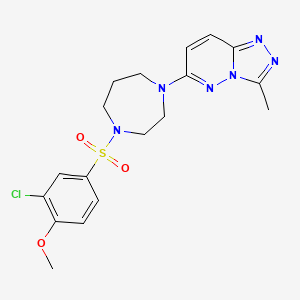 molecular formula C18H21ClN6O3S B2481624 6-[4-(3-Chloro-4-methoxyphenyl)sulfonyl-1,4-diazepan-1-yl]-3-methyl-[1,2,4]triazolo[4,3-b]pyridazine CAS No. 2310143-00-9