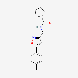 molecular formula C17H20N2O2 B2481629 N-((5-(p-tolyl)isoxazol-3-yl)methyl)cyclopentanecarboxamide CAS No. 952961-86-3