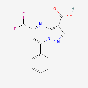 molecular formula C14H9F2N3O2 B2481655 5-(Difluoromethyl)-7-phenylpyrazolo[1,5-a]pyrimidine-3-carboxylic acid CAS No. 2193064-73-0