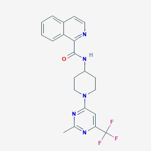 molecular formula C21H20F3N5O B2481666 N-{1-[2-methyl-6-(trifluoromethyl)-4-pyrimidinyl]-4-piperidyl}-1-isoquinolinecarboxamide CAS No. 1775384-52-5