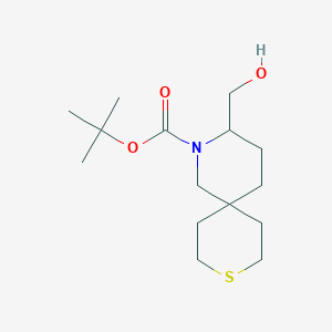 molecular formula C15H27NO3S B2481668 叔丁基-3-(羟甲基)-9-硫代-2-氮杂螺[5.5]十一烷-2-羧酸酯 CAS No. 2253632-63-0