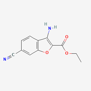 molecular formula C12H10N2O3 B2481677 乙酸3-氨基-6-氰基苯并呋喃-2-羧酸乙酯 CAS No. 1782594-34-6