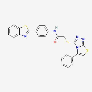 molecular formula C25H17N5OS3 B2481682 N-(4-(苯并[d]噻唑-2-基)苯基)-2-((5-苯基噻唑并[2,3-c][1,2,4]三唑-3-基)硫基)乙酰胺 CAS No. 671199-58-9