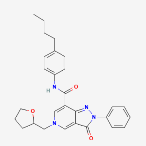 molecular formula C28H30N4O3 B2481683 N-(4-butylphenyl)-3-oxo-2-phenyl-5-((tetrahydrofuran-2-yl)methyl)-3,5-dihydro-2H-pyrazolo[4,3-c]pyridine-7-carboxamide CAS No. 923108-17-2