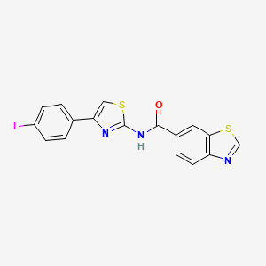 molecular formula C17H10IN3OS2 B2481694 N-[4-(4-iodophenyl)-1,3-thiazol-2-yl]-1,3-benzothiazole-6-carboxamide CAS No. 850903-27-4