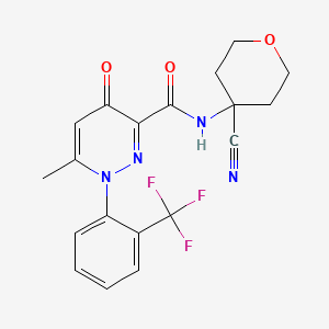 molecular formula C19H17F3N4O3 B2481695 N-(4-cyanooxan-4-yl)-6-methyl-4-oxo-1-[2-(trifluoromethyl)phenyl]-1,4-dihydropyridazine-3-carboxamide CAS No. 1427554-31-1